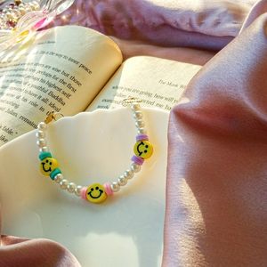 Smiley pearl and fimo beads bracelet ✨